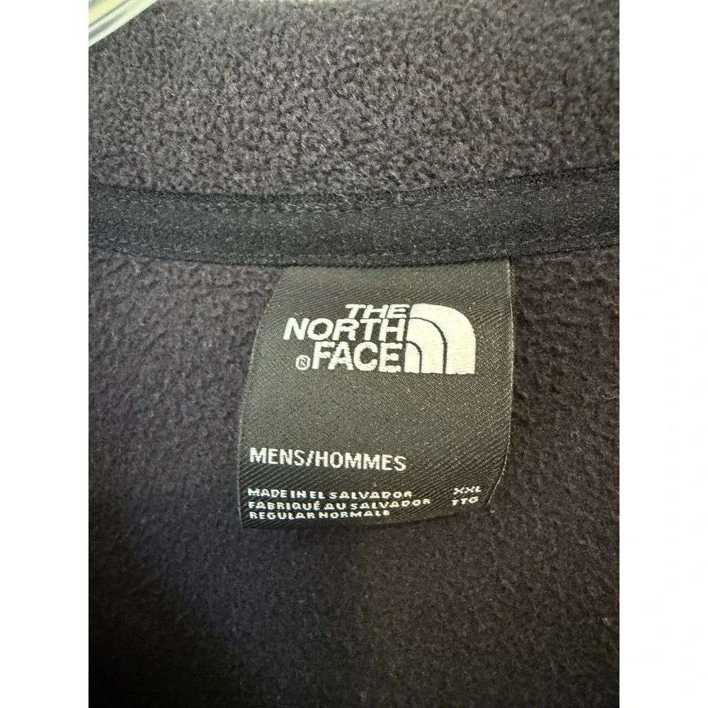 The North Face Mens XXL Blue Black Colorblock Quarter Zip Fleece Pullover Logo